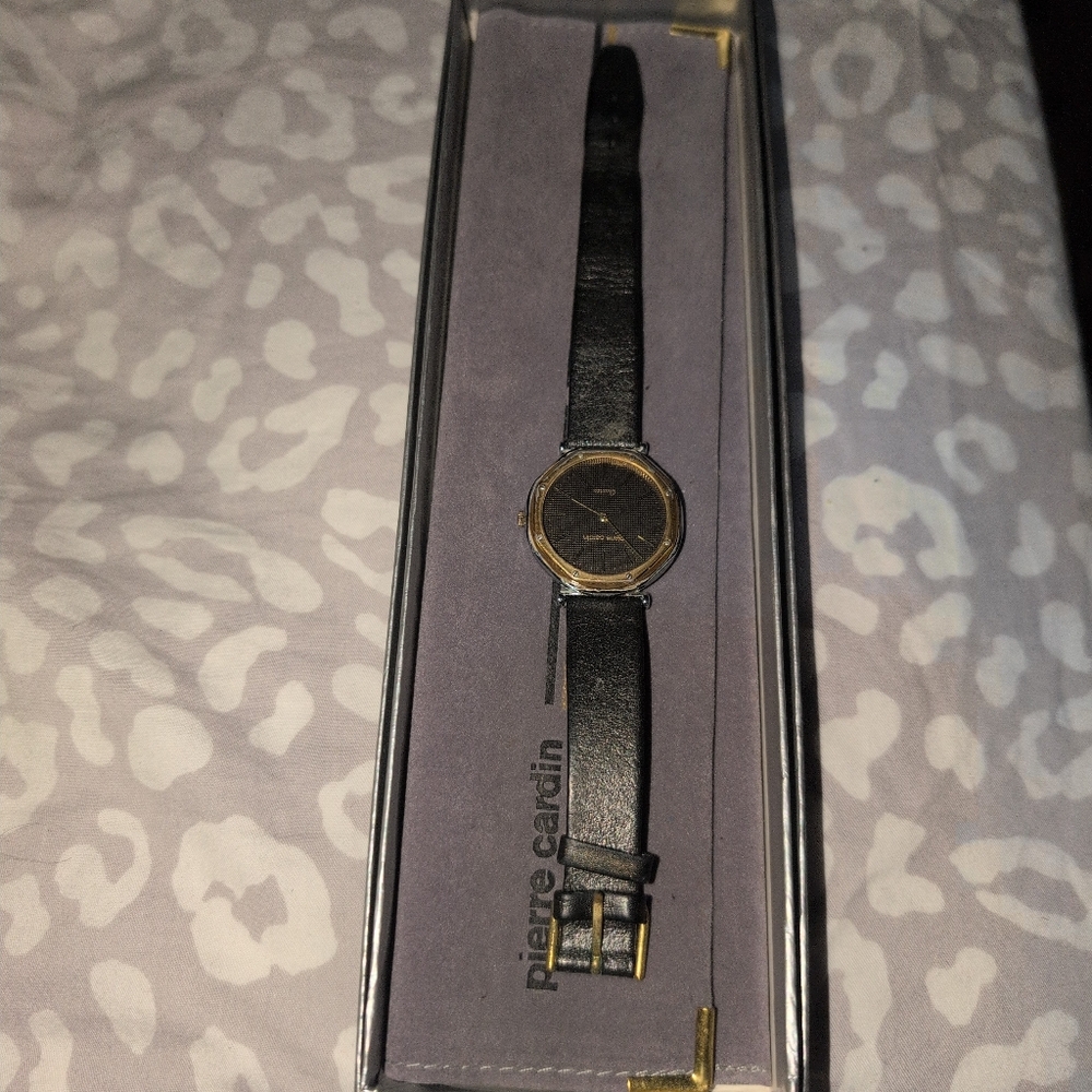Pierre Cardin women's Vintage watch with a black leather strap